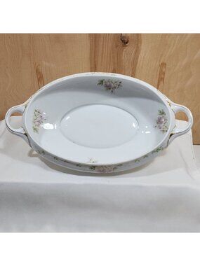 Rosenthal Bavaria Pink Roses Oval Serving Bowl 13.25" handles Donatello 1930s